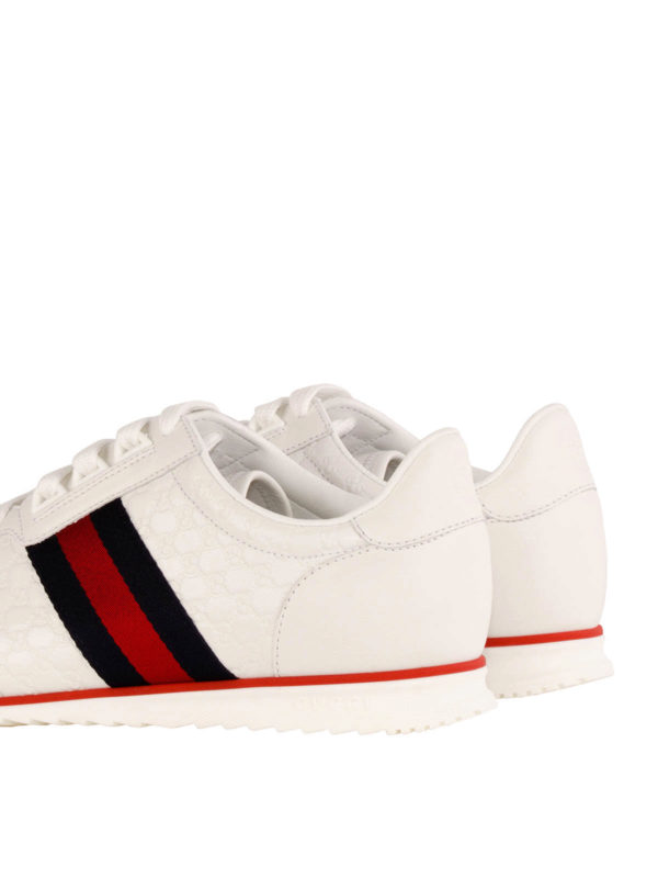 Leather web sneakers shop online: GUCCI