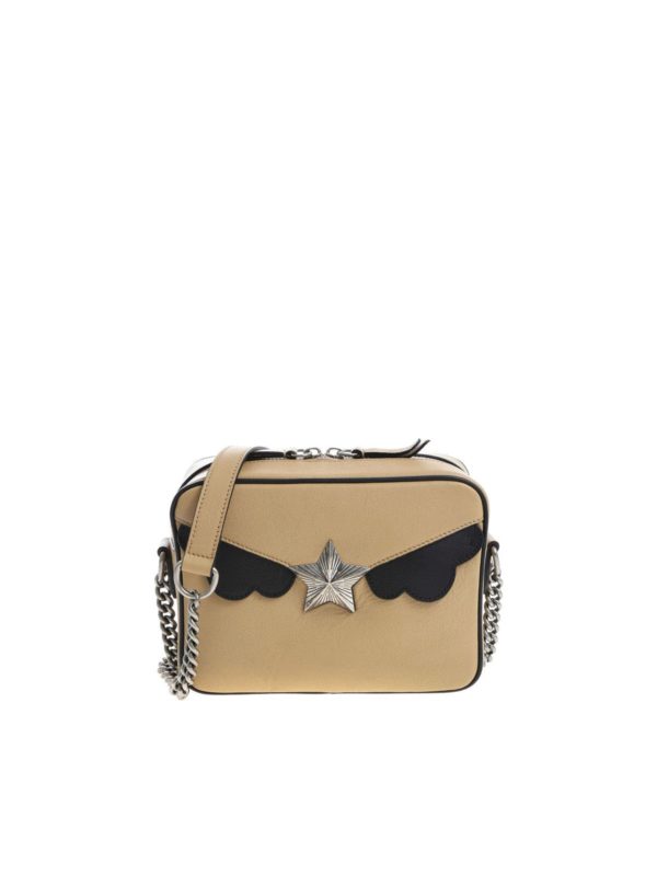 Les Jeunes Etoiles: cross body bags - "Camera" beige shoulder bag