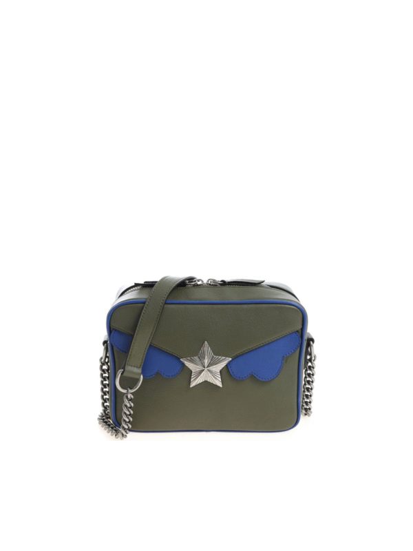 Les Jeunes Etoiles: cross body bags - "Camera" green shoulder bag