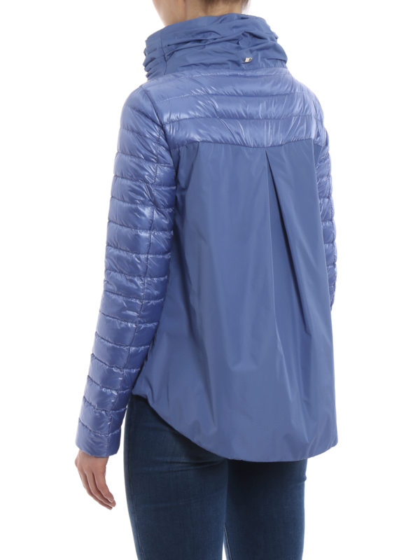 Light blue asymmetric puffer jacket shop online: HERNO