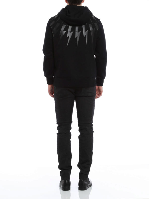 Lightning print hoodie shop online: NEIL BARRETT
