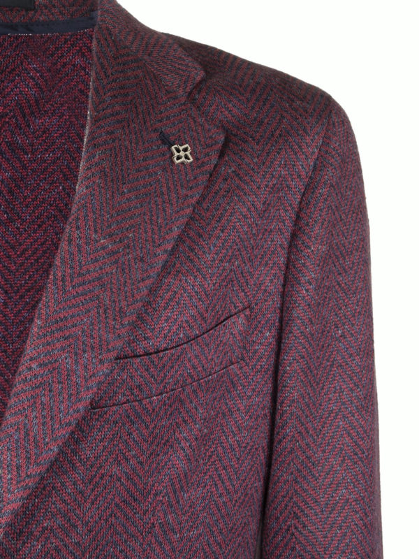 Linen herringbone blazer shop online: TAGLIATORE