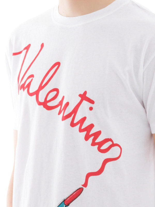 Lipstick logo T-shirt shop online: VALENTINO