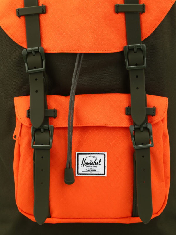 Herschel green and searchpean orange backpack