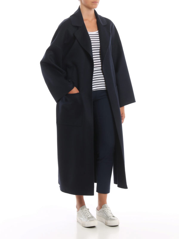 LOEWE: long coats online - Oversize belted wool coat