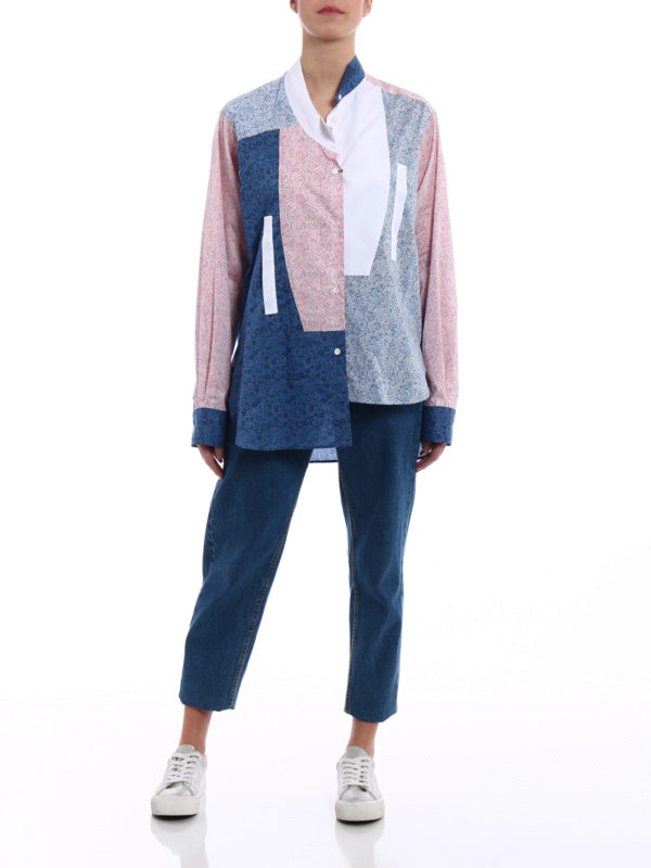 LOEWE: shirts online - Patchwork pattern asymmetric shirt