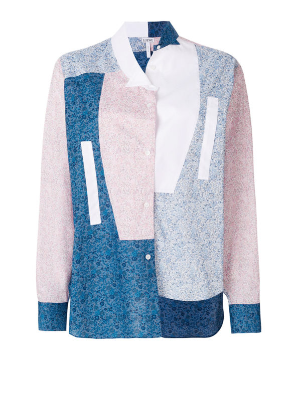 LOEWE: shirts - Patchwork pattern asymmetric shirt