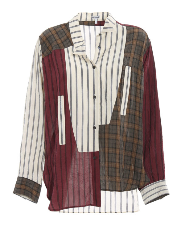 LOEWE: shirts - Striped and checked patchwork shirt