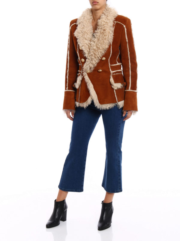 Abrigo De Piel - Marrón shop online: Balmain