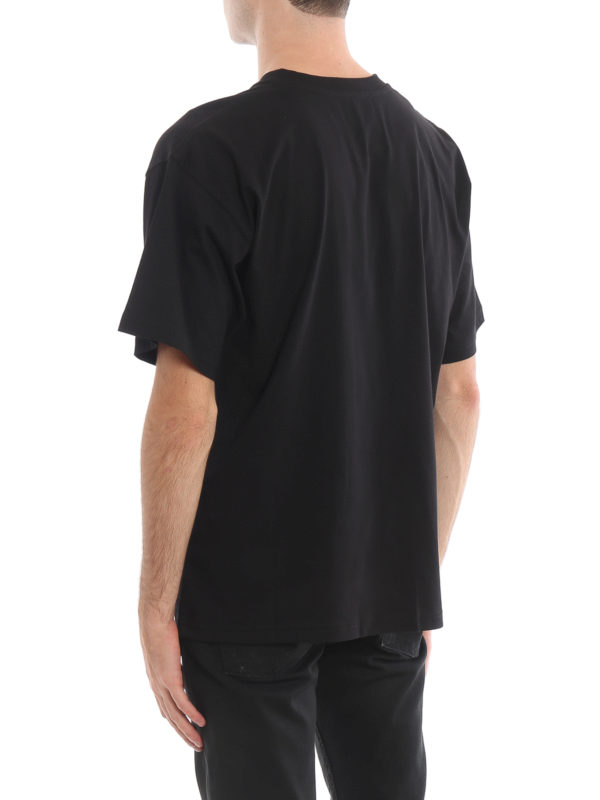 T-shirt nera con logo ricamato shop online: MOSCHINO