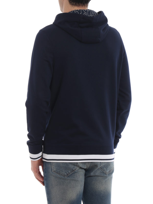Logo embroidery blue hoodie shop online: MICHAEL KORS