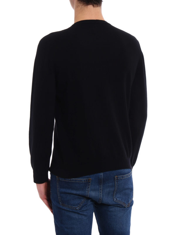Logo intarsia black wool sweater shop online: VALENTINO
