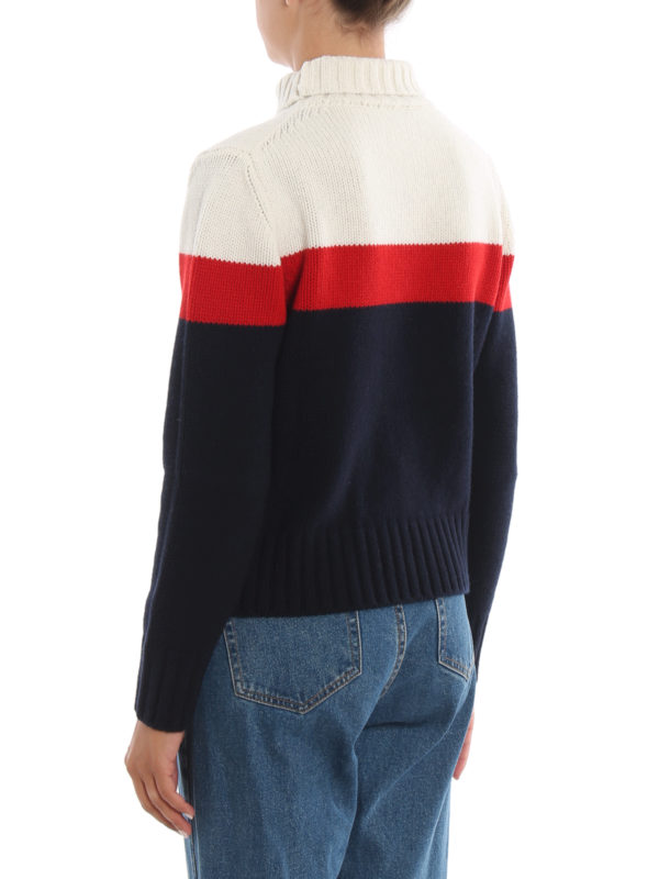 Pullover color block con intarsio logo shop online: MONCLER