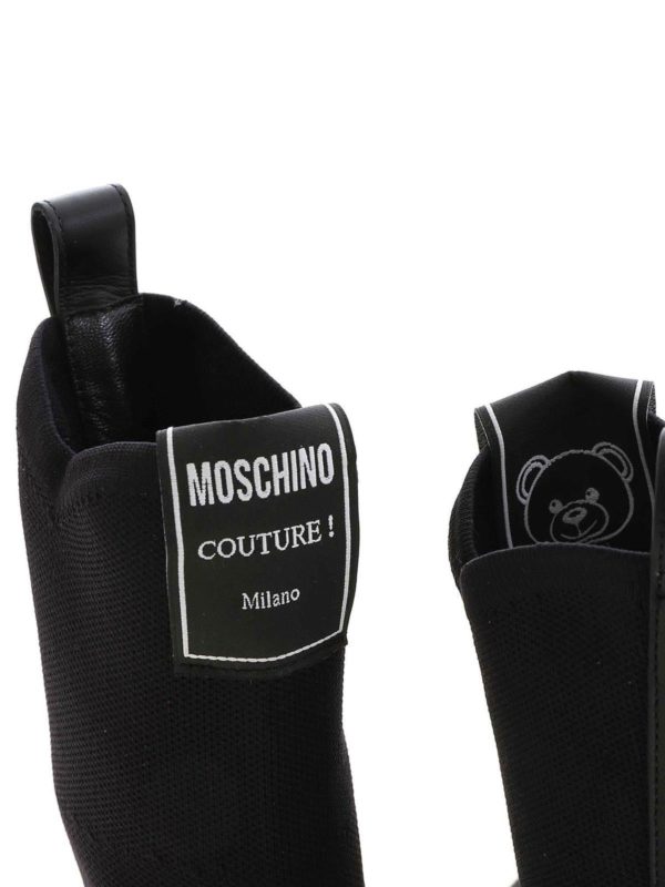 Logo label pointed ankle boots in black shop online: MOSCHINO