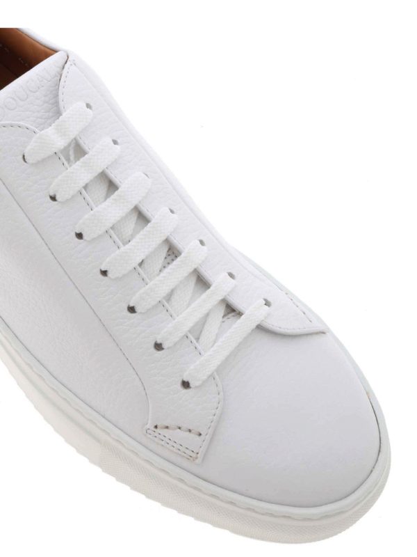 Logo leather sneakers in white shop online: Doucal