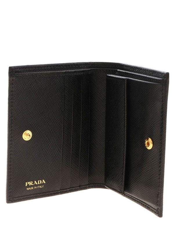 Logo lettering wallet in black shop online: PRADA