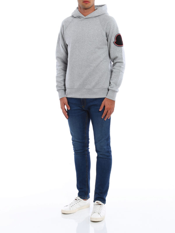 Logo patch cotton hoodie shop online: MONCLER