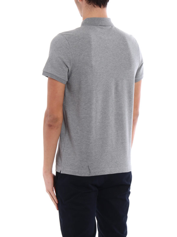 Logo patch grey cotton polo shirt shop online: MONCLER