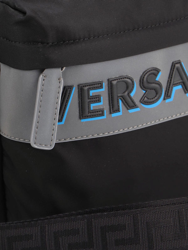 Logo patch nylon crossbody bag shop online: VERSACE