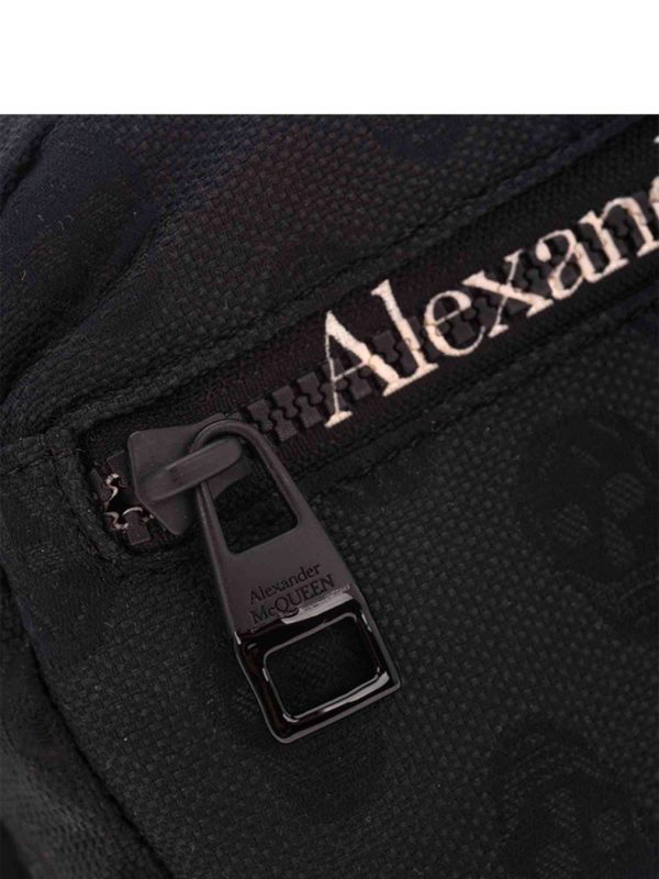 Logo pattern belt bag in black shop online: ALEXANDER MCQUEEN