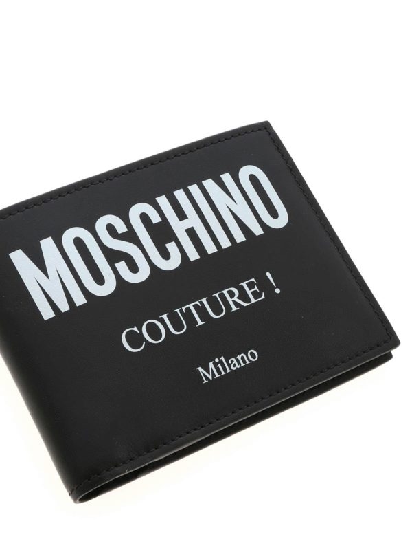 Logo print leather wallet shop online: MOSCHINO