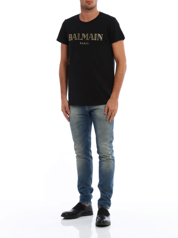 Logo print T-shirt shop online: Balmain