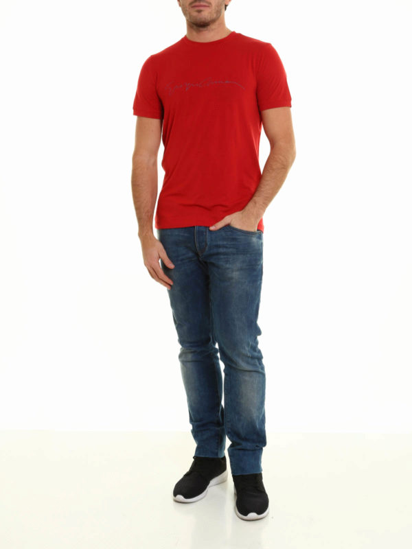 Giorgio Armani Camiseta Roja Para Hombre Rojo 3YST56SJP4Z0330