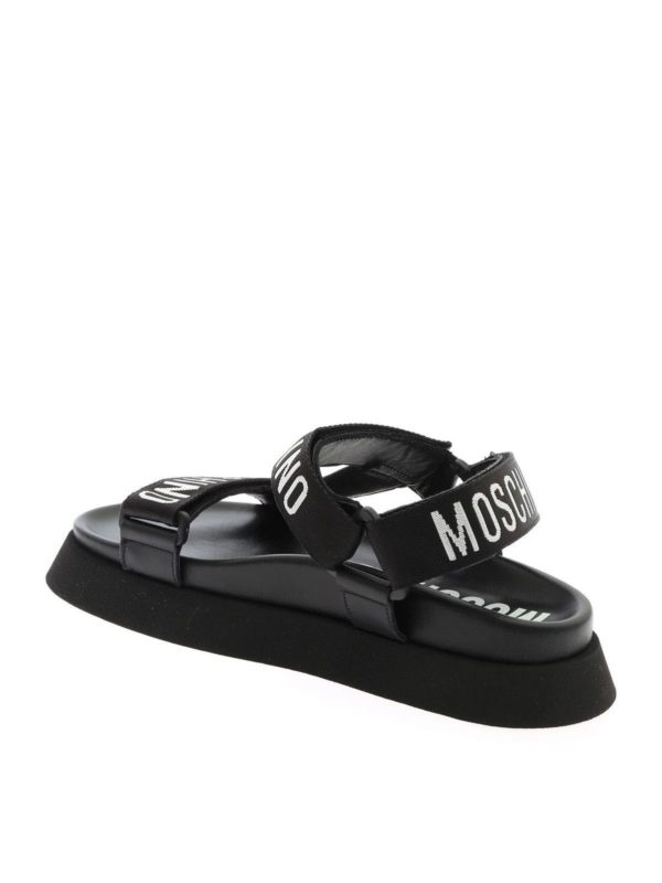 Logo Tape sandals in black shop online: MOSCHINO