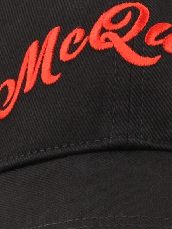 Logoed black baseball hat shop online: ALEXANDER MCQUEEN