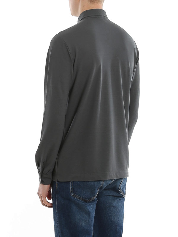 Long sleeve cotton polo shirt shop online: ZANONE