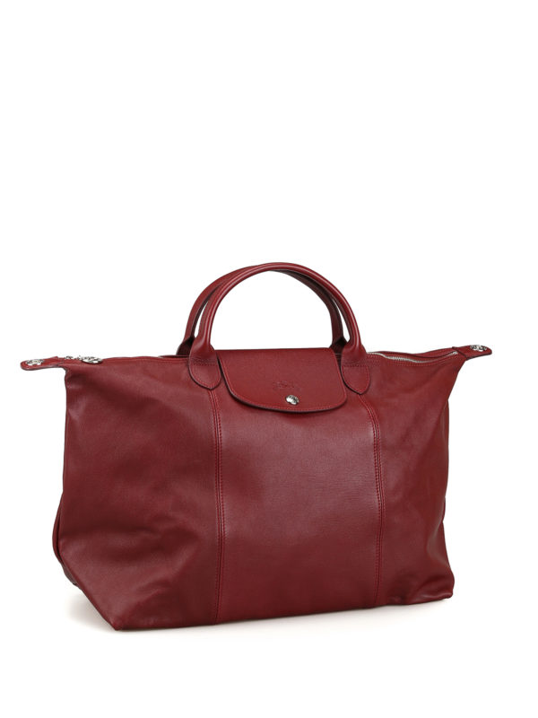 LONGCHAMP: totes bags online - Le Pliage large red leather hand bag