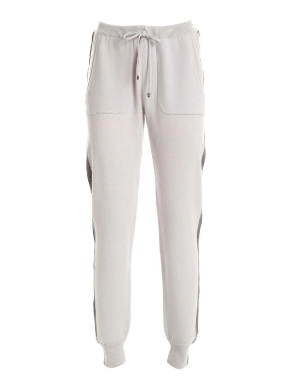 LORENA ANTONIAZZI: casual trousers - Side bands pants in dove grey