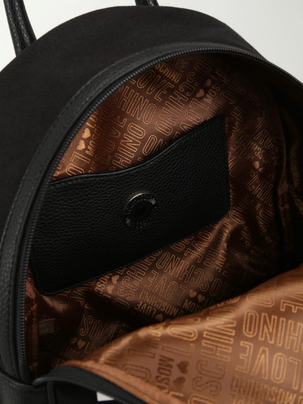 LOVE MOSCHINO buy online Heart patch canvas and faux leather backpack