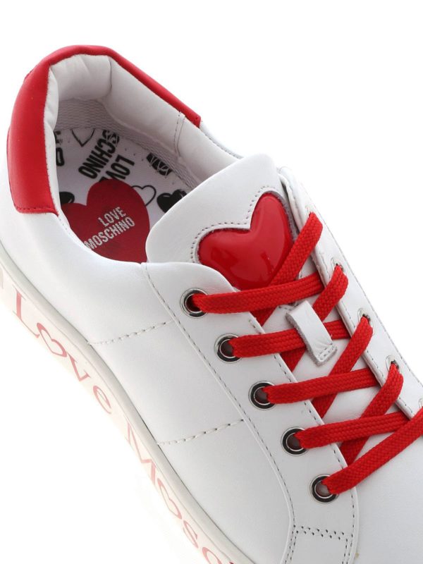LOVE MOSCHINO buy online Logo print sneakers in white and red
