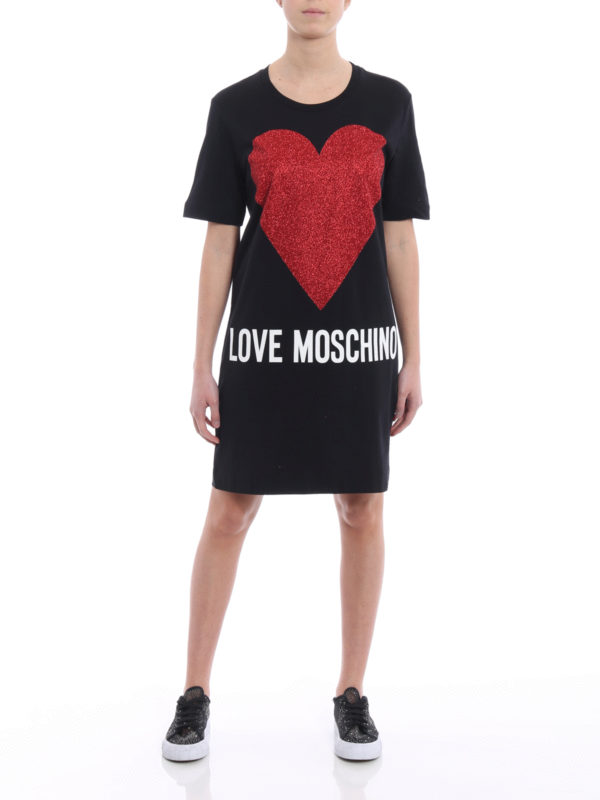 Love moschino glitter discount heart t-shirt dress