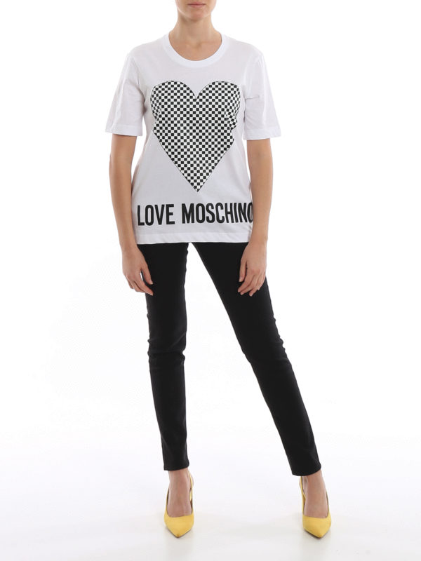 Love Moschino Rubberized chess heart print T-shirt W4F152CM3876A00