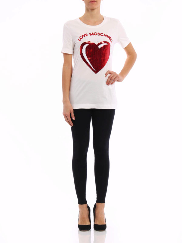 LOVE MOSCHINO: t-shirts online - Sequin logo T-shirt