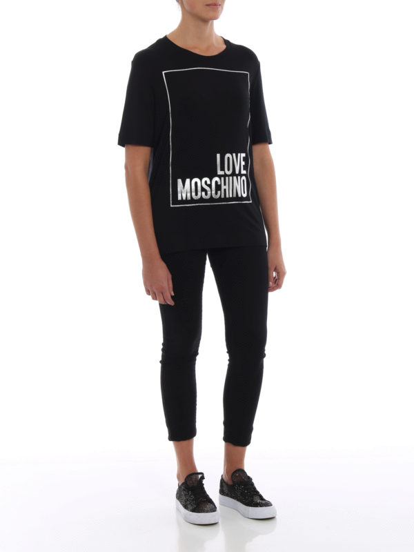 Love Moschino Silver-tone Love Moschino print T-shirt