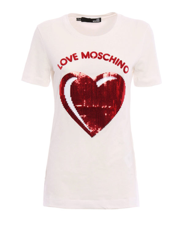 LOVE MOSCHINO: t-shirts - Sequin logo T-shirt