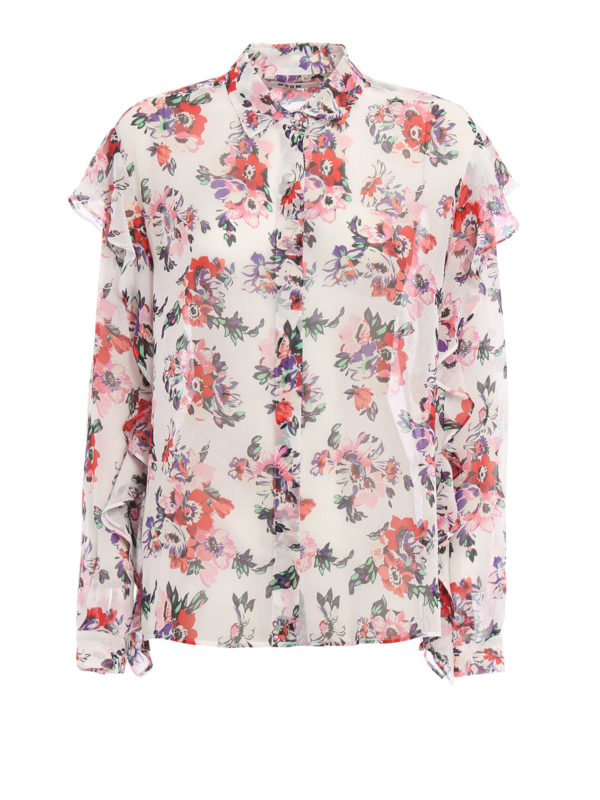m.s.g.m.: blouses - Silk floral ruffled blouse