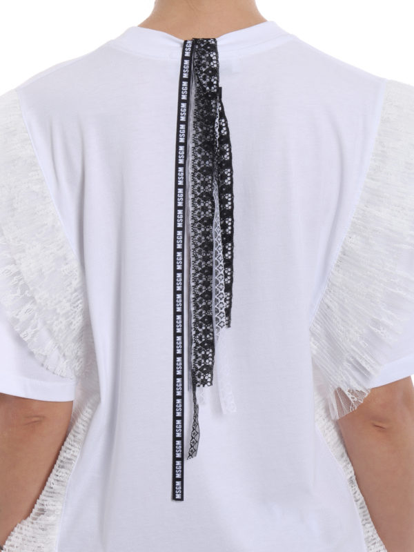 m.s.g.m. buy online Pleated lace inserts over T-shirt