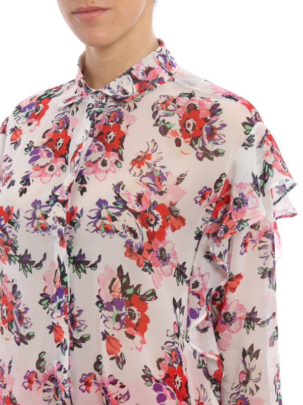 m.s.g.m. buy online Silk floral ruffled blouse