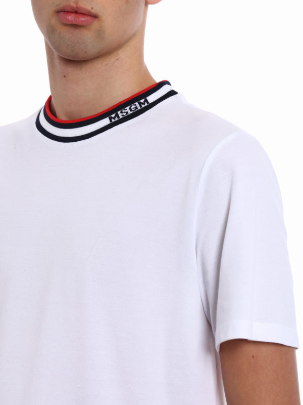 m.s.g.m. buy online White T-shirt with ribbed collar