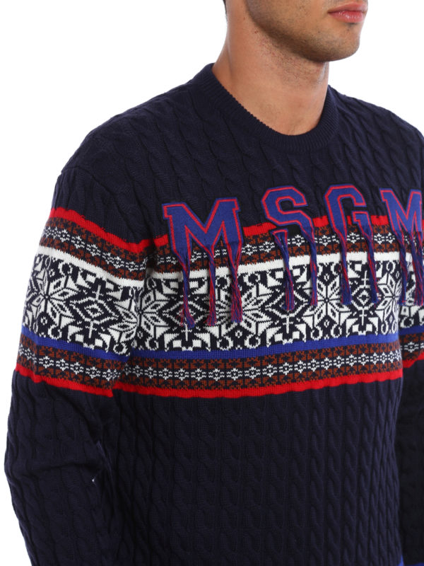 m.s.g.m. buy online Woven wool blend crewneck