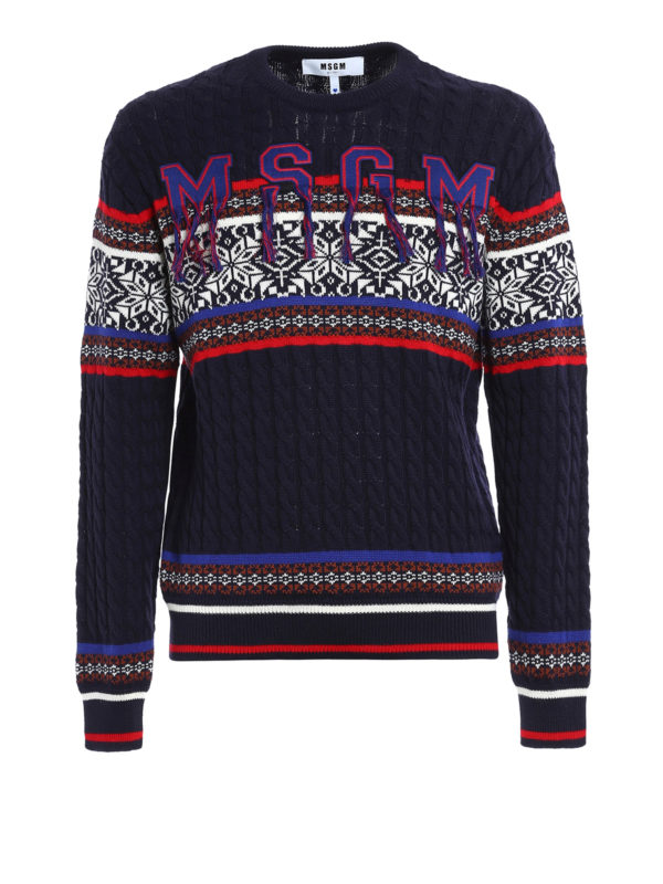 m.s.g.m.: crew necks - Woven wool blend crewneck