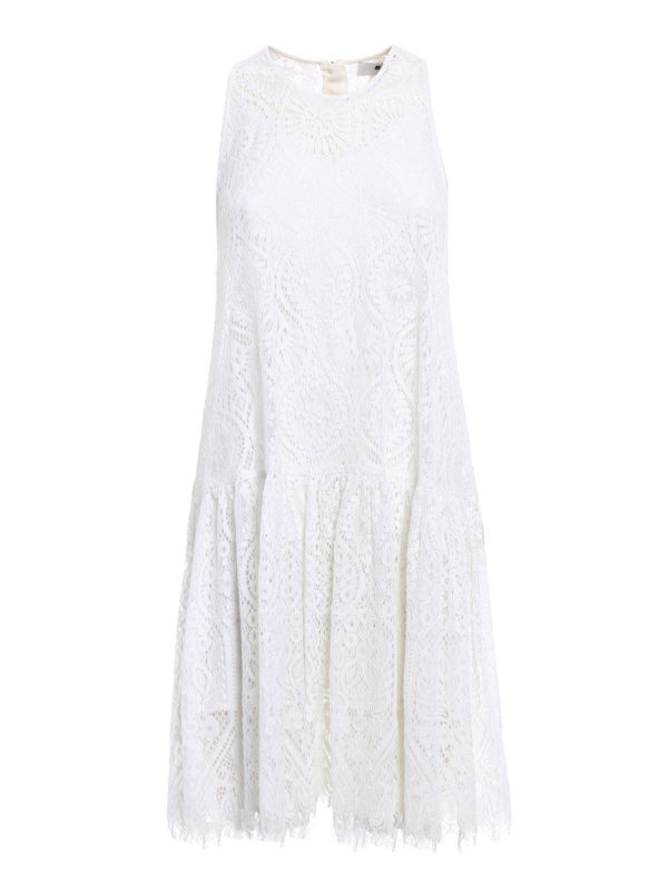 m.s.g.m.: Knielange Kleider - Knielanges Kleid - Weiß