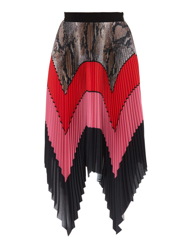 m.s.g.m.: Knee length skirts & Midi - Multicoloured striped pleated skirt