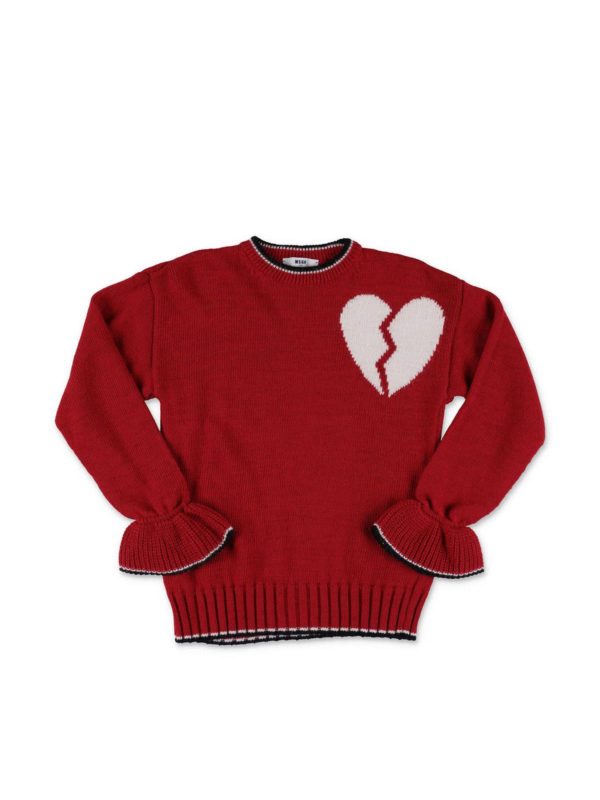 m.s.g.m.: knitwear - Broken heart sweater in red