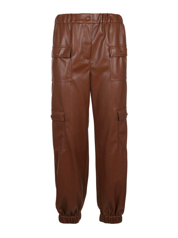 m.s.g.m.: leather trousers - Faux leather cargo pants