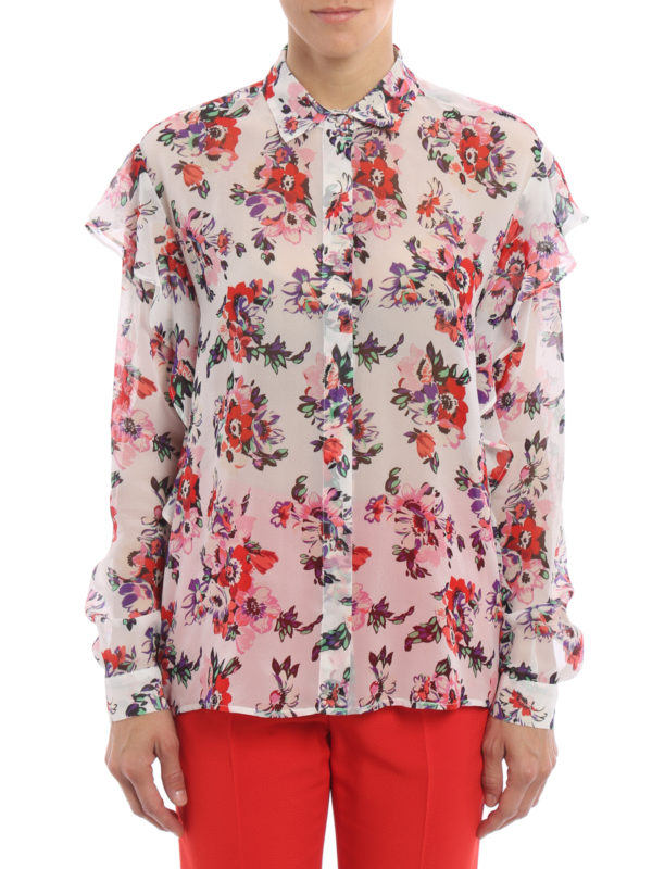m.s.g.m.: blouses online - Silk floral ruffled blouse